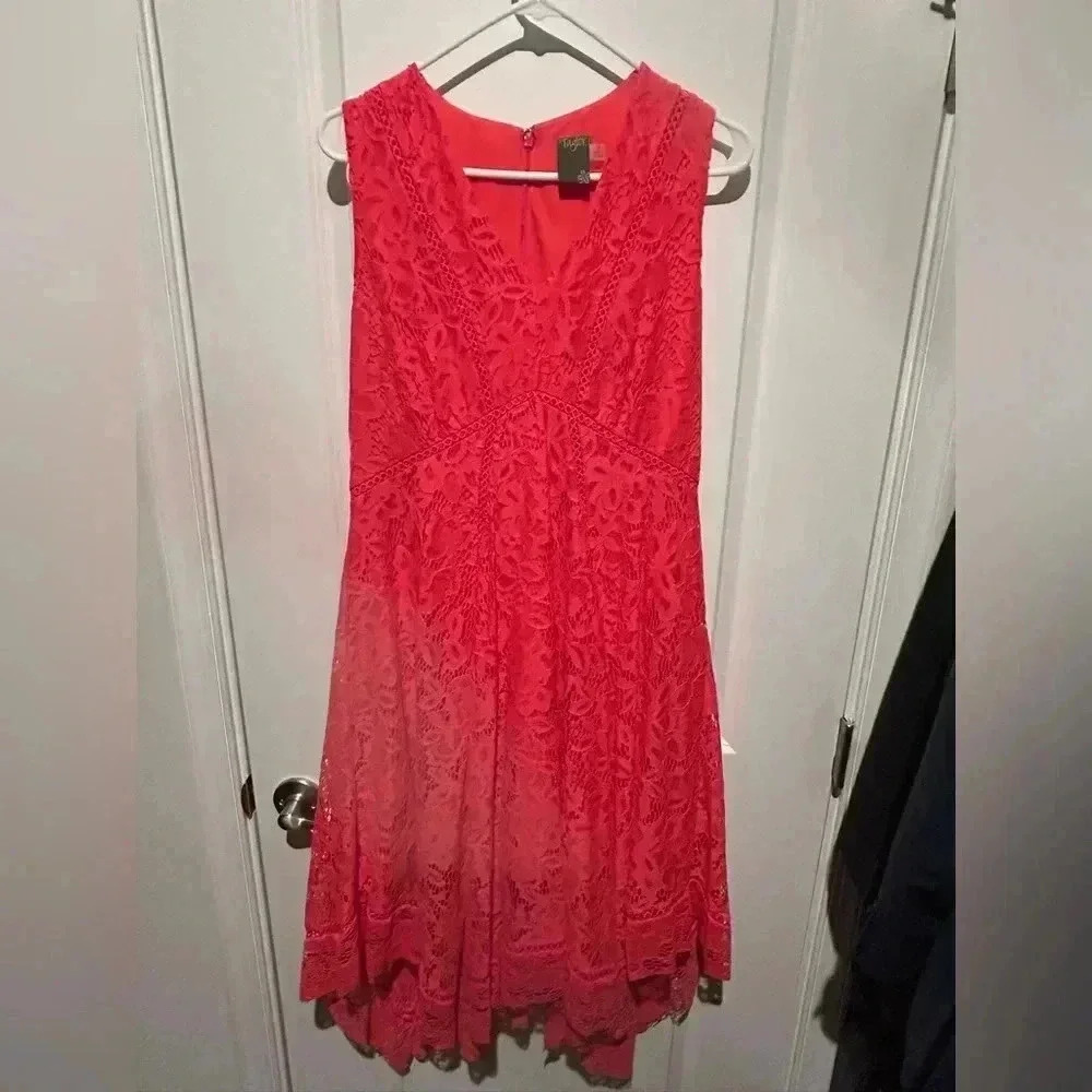 Taylor Coral Floral Midi Length Dress